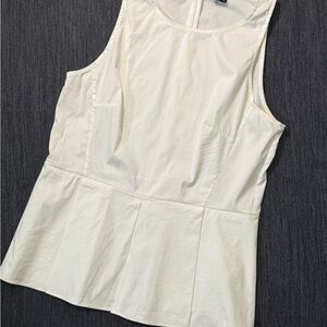 Theory Cream Sleeveless Peplum Tank Top